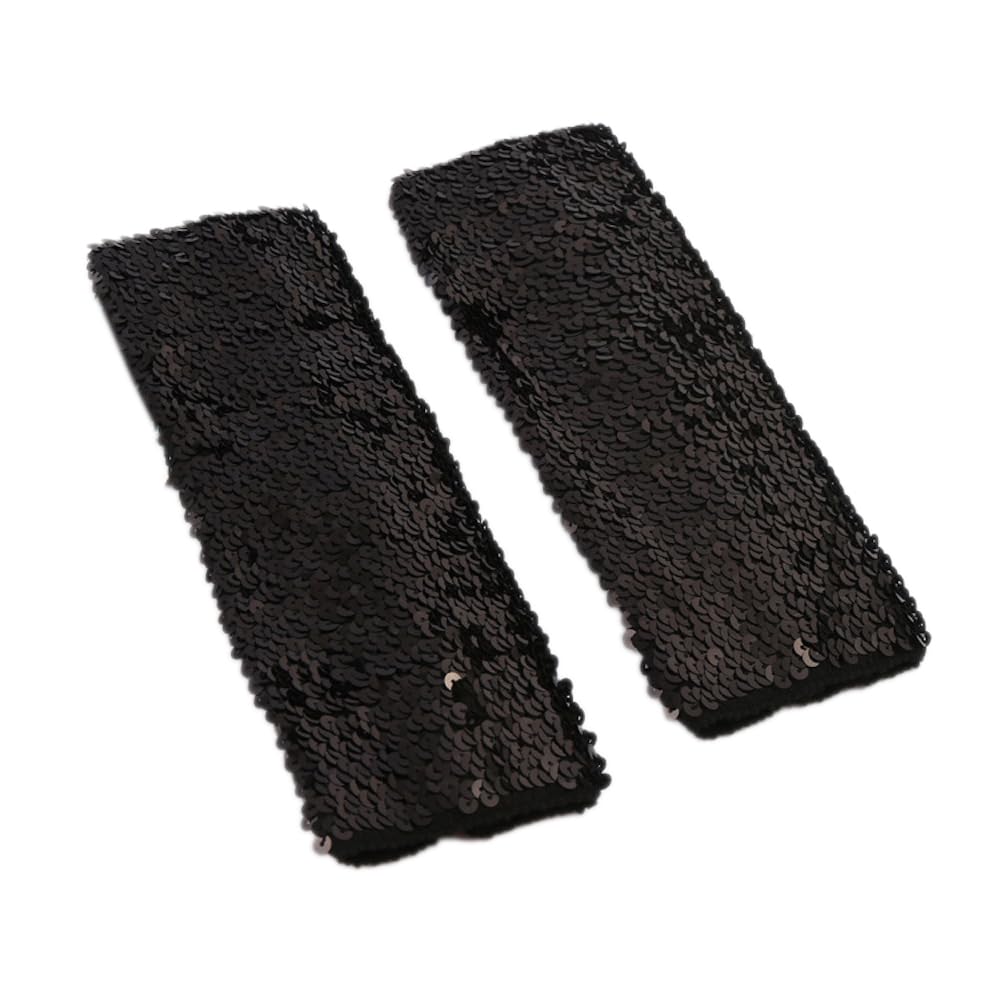 Fingerless Sequin Gloves, Half Finger Gloves with Sequins, Arm Warmers Long Gauntlets Gloves, for Masquerade Parties, Halloween, Cosplay, Accessories, Opera Performances, Red, 9 x 21 cm, black, 9×21cm