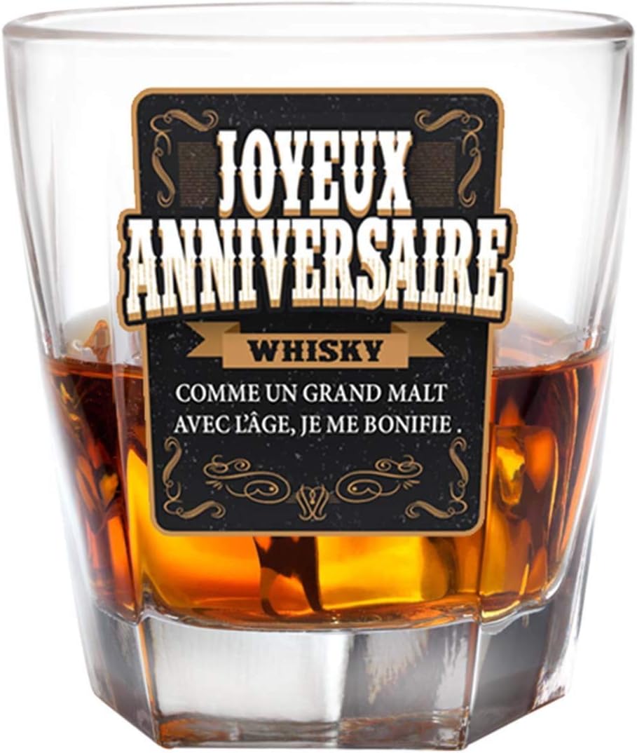 Les Tresors De Lily P2699 Verre A Whisky Joyeux Anniversaire 85x55 Mm Amazon Fr Cuisine Maison