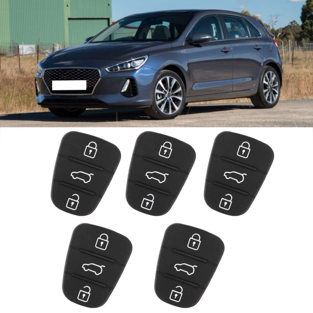 5pcs 3 Buttons Keyless Entry Remote Key Fob Shell Case Rubber Button Pad Fit for Fit for (without Letter)+rubber button key fob replacement+ rio car key pad+ key fob rubber