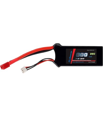 1 x 7,4 V LiPo 2S 50 C 800 mAh avec prise JST et PH2.0 avec câble de charge USB pour voiture RC SCX24 Compatible avec les voitures RC à l'échelle 1/10