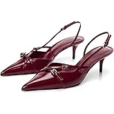 MICIFA Slingback Kitten Heels for Women Pointed Toe Stiletto Heels Slip On Pumps with Buckled Straps Dress Work Pumps Shoes