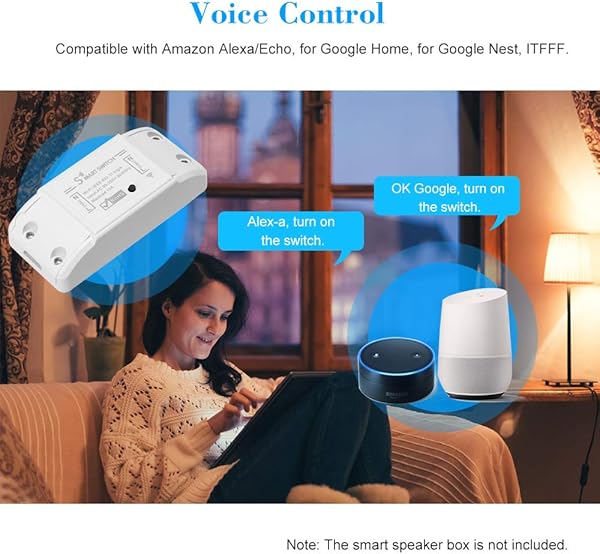 OWSOO Interruptor Control Remoto WiFi Inalmbrico WiFi Smart Switch 10A2200W para Control de AndroidiOS App Compatible con Amazon Alexa para Google Home Timer