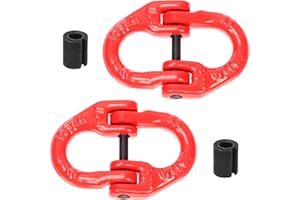 Swpeet 2Sets 2 Ton 0.6" Thick Red Painted Fit G80 Alloy Steel Hammerlock Coupling Link with Drive Pins 4400lbs Working Load L