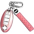 XIYANG TRADE for Nissan Key Fob Cover with Keychain,Soft TPU Key Case Shell Full Protection for Altima Rogue Maxima Sentra Infiniti Armada Sedan Murano Pathfinder Frontier 3 4 5 Button Holder (Pink)