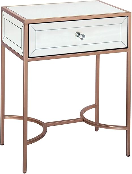 Sue Ryder Rose Gold Trim Mirrored Bedroom Furniture Bedside Table Drawer Amazon Co Uk Kitchen Home