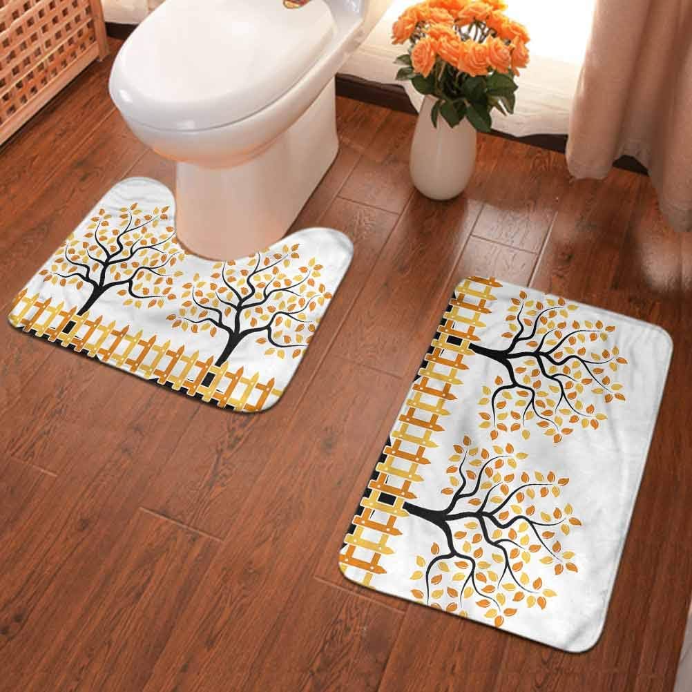 Ahuimin Bath Rug Set 2 Piece Bathroom Contour Rug Combo, Farmland Fall