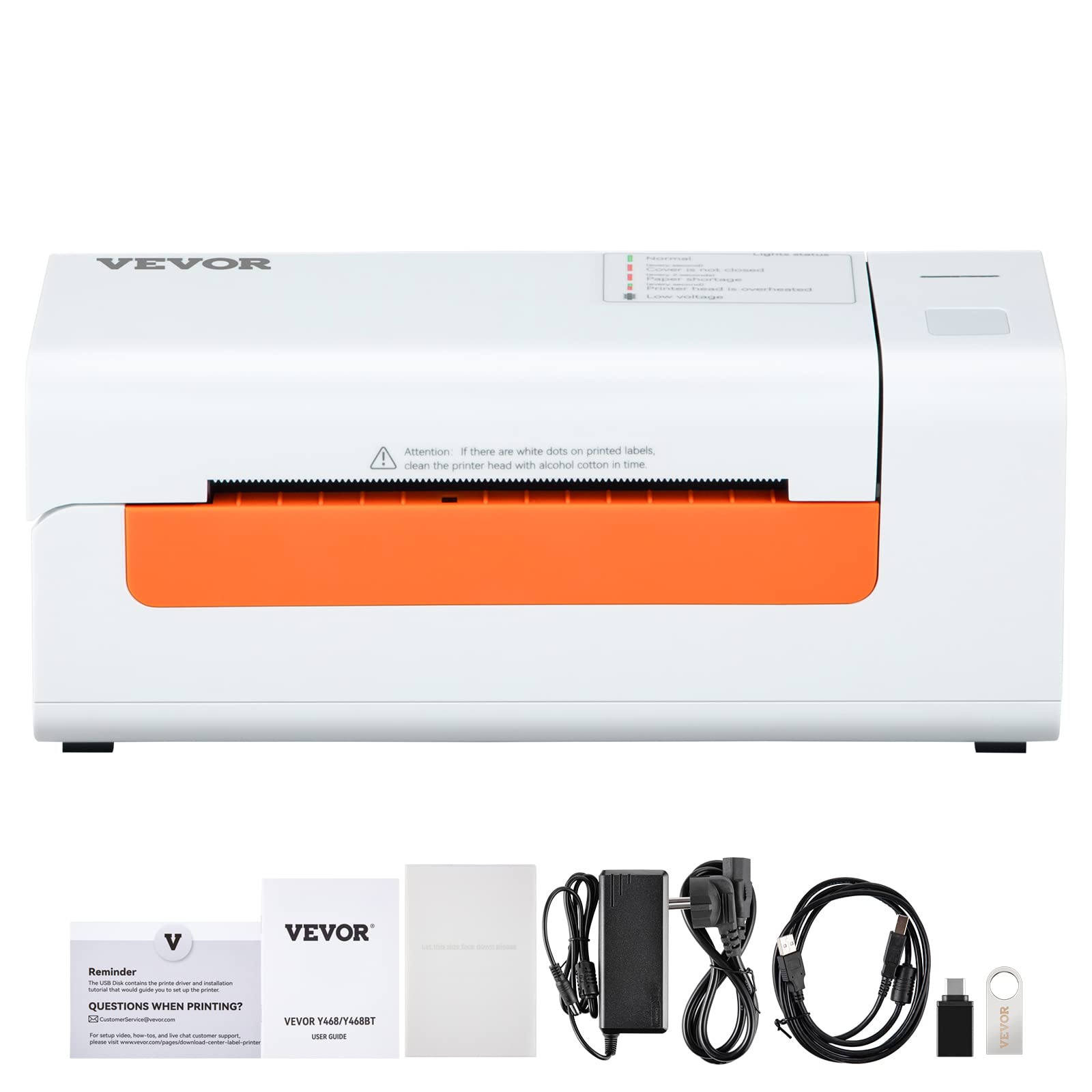 VEVOR Thermodirekt-Etikettendrucker 4x6 USB-Barcode 150 mm/s 203dpi für Paketversand kompatibel mit Amazon/eBay/Etsy/UPS Support Windows/macOS/Linux/Linux/Chromebook Weiß 8