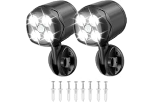 Ambaret Battery Operated Motion Outdoor Waterproof Lights, 800 Lumen Ultra Bright Battery Powered Night Activation Security Spotlight for Porch, Trash Can, Stairs, Garage (2 Pack)