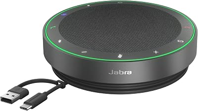 Alto-falante bluetooth sem fio jabra speak2 75, 4 microfones com cancelamento de ruído, alto alcance de 65 mm e áudio de banda super larga - certificado para equipes ms - cinza escuro
