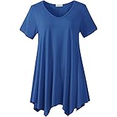 LARACE Plus Size Tops for Womens Summer Clothes Short Sleeve Shirts Casual V Neck Tunic Asymmetrical Blouses