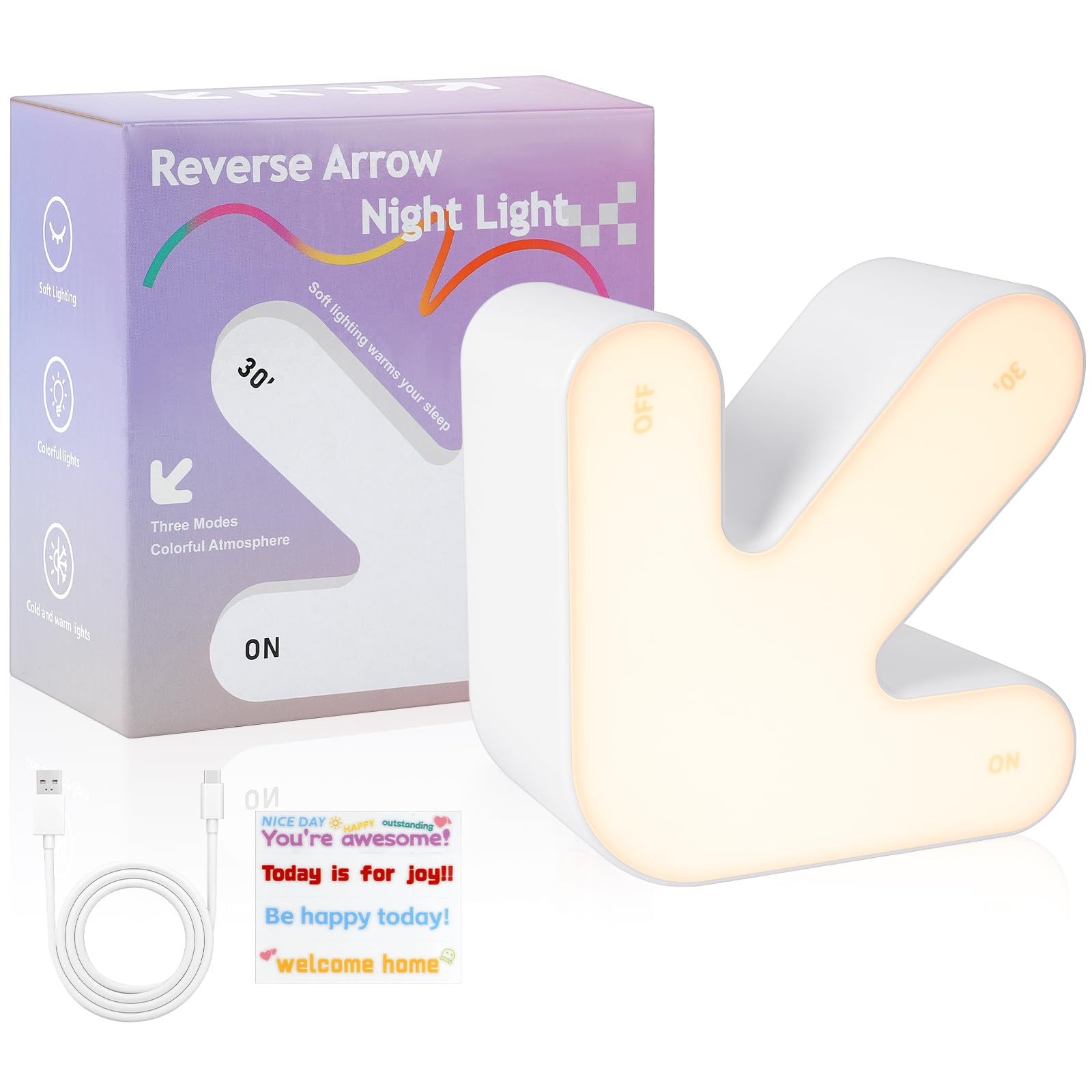 HOTUT 3D Arrow Sign Light, Light Up Sign Arrow Flip Light, Smart Sign Arrow Night Light Marquee Corridor Light Wall Decor, 9 Color Changing Touch Sensor Night Light for Bedroom, Christmas, Party Decor