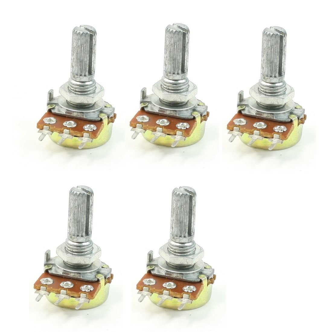 sourcingmap B50K 50K Ohm Adjustment Single Linear Rotary Taper Potentiometer 5 Pcs