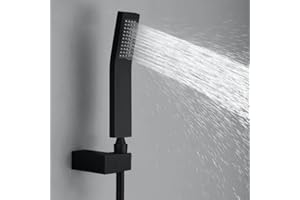 Square Solid Brass Handheld Shower Head, High Pressure Single Function Hand Shower Sprayer, Durable Bathroom Replacement Hand