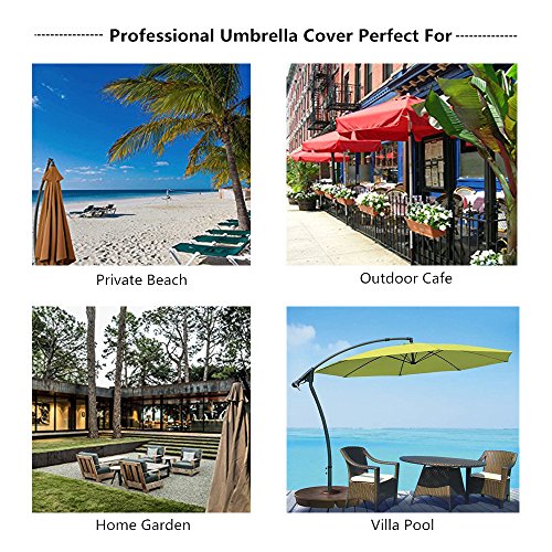 Patio Umbrella Covers Parasol Outdoor Offset Covers Waterproof Fits 7ft to 11ft Umbrellas for Market Umbrellas Large with Storage Zipper Bag, Black - Thumbnail 5