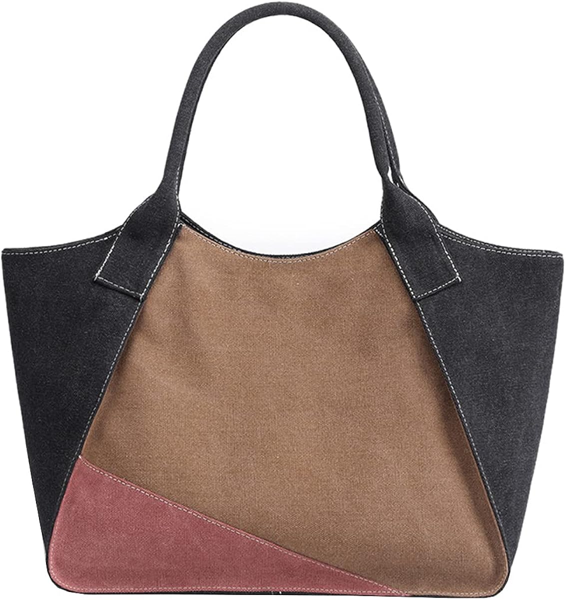 DISSA Women Canvas Bag Brown Large Capacity Tote Bag Ladies Shoulder
