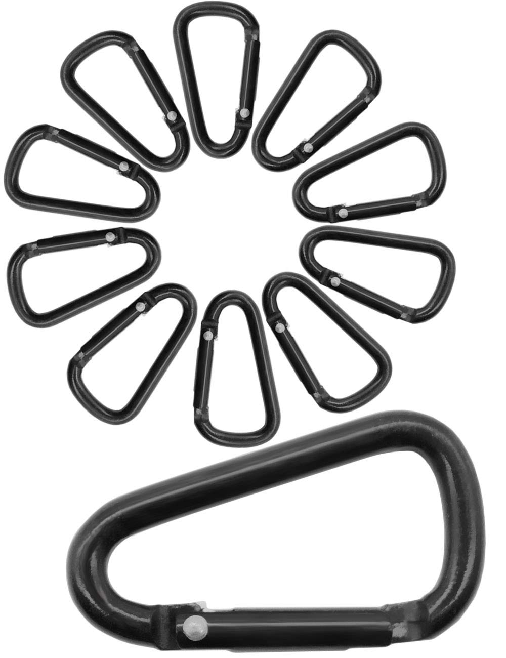 OutdoorSaxx® Pack of 10 Mini Aluminium Carabiners for Attaching Equipment, 4 cm, Black, Pack of 10