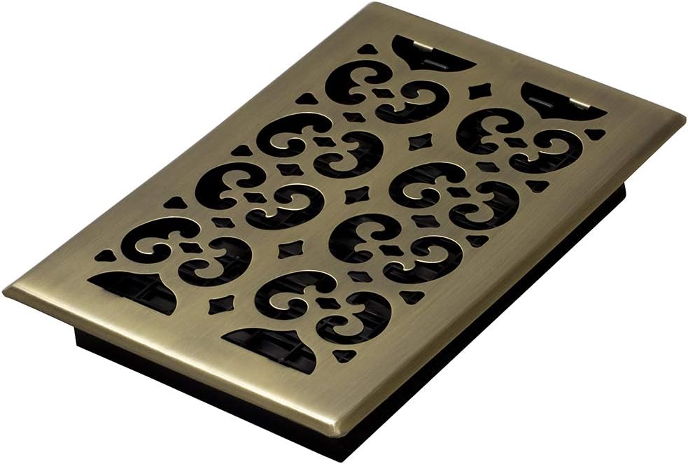 Decor Grates SPH610-A Scroll Floor Register, 6-Inch by 10-Inch, Antique Brass