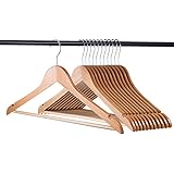 Home-it (20 Pack) Natural Wood Solid Wood Clothes Hangers, Coat Hanger Wooden Hangers