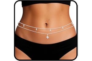 Wriidy Layered Beads Waist Chain Gold/Silver Sun Belly Chain Bikini Body Chain Women Adjustable Beach Waist Jewelry Accessories
