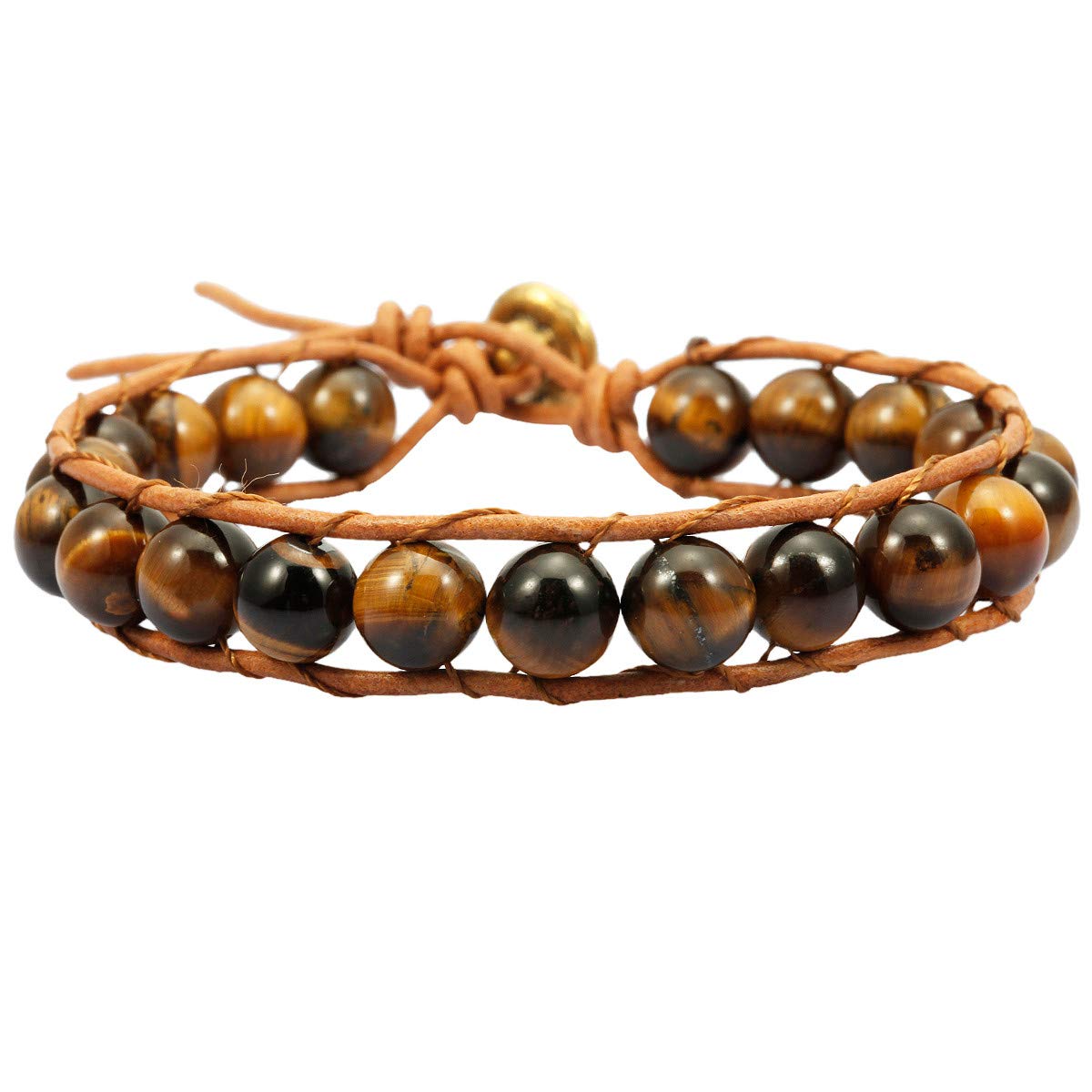 Mookaitedecor Stone Beads Bracelet for Women Healing Crystal Chakra Braided Adjustable Boho Wrap Bracelet for Friend brown