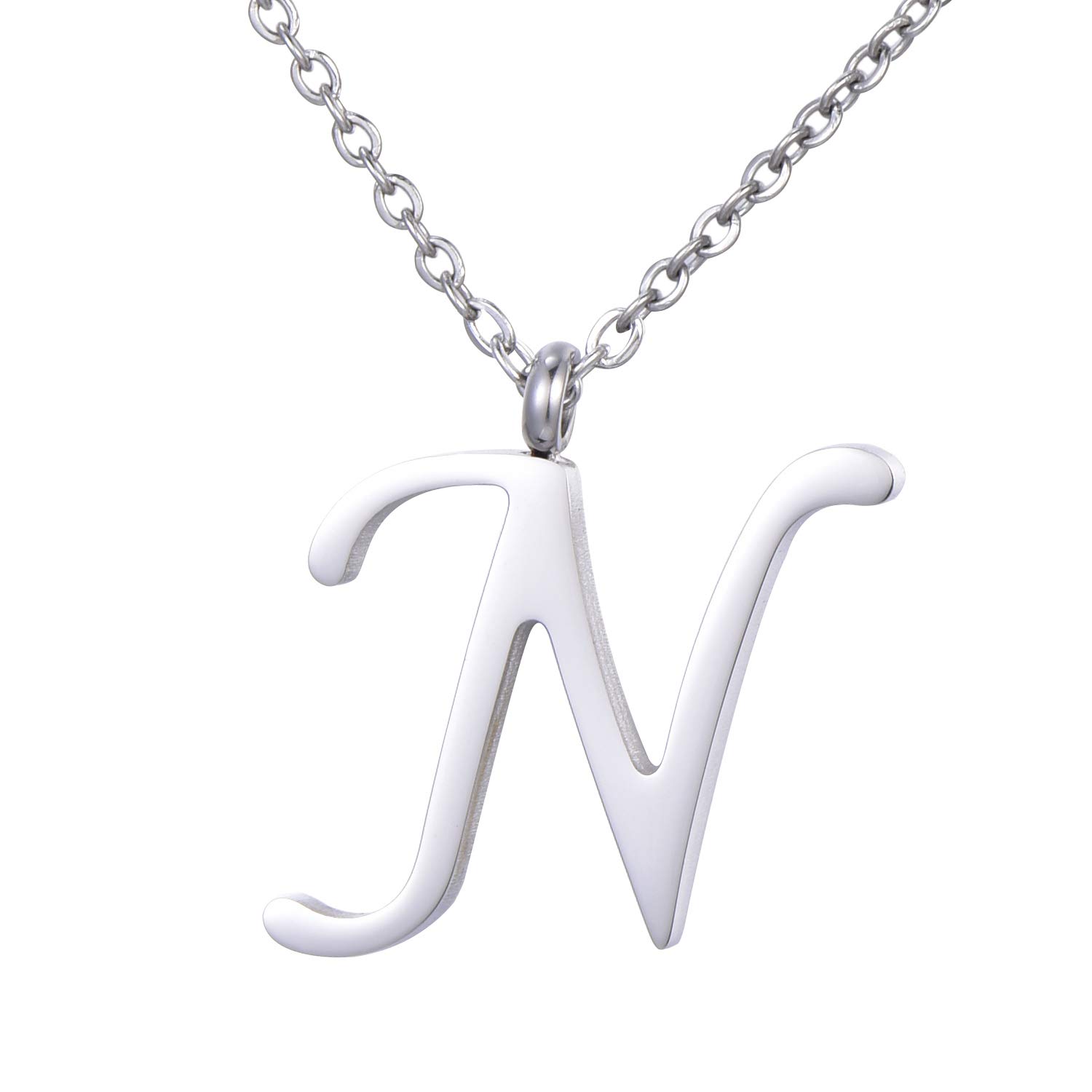 Morella Women's Stainless Steel Necklace Silver with Pendant Letter N