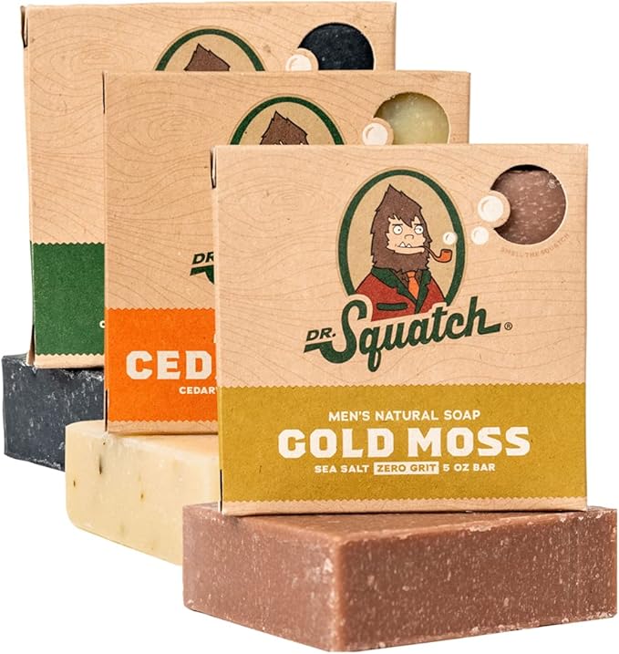 Dr. Squatch Men's Soap Sampler Pack (3 Bars) Pine Tar, Cedar Citrus