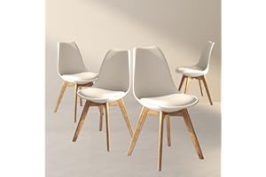 Aykah Modern Dining Chairs Set of 4 - Dining Chair with Wood Legs - Dining Chairs of Plastic seat with Cushion - Kitchen Chai