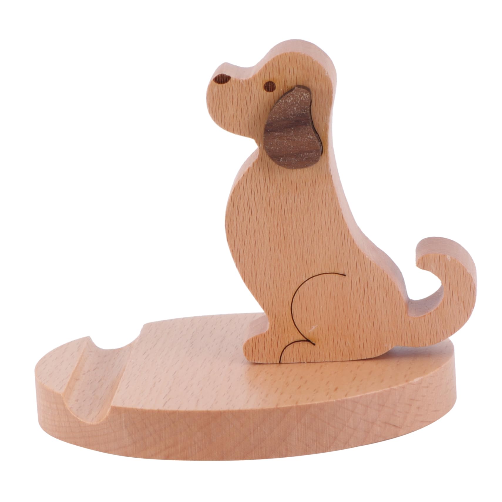 UKCOCO 1pc Computer Desk Stand Wood Pencil Holder Smartphone Stand Animal Smartphone Stand Phone Tablet Stand Dog Cell Phone Holder Creative Mobile Phone Rack Puppy Flat Bracket Wooden