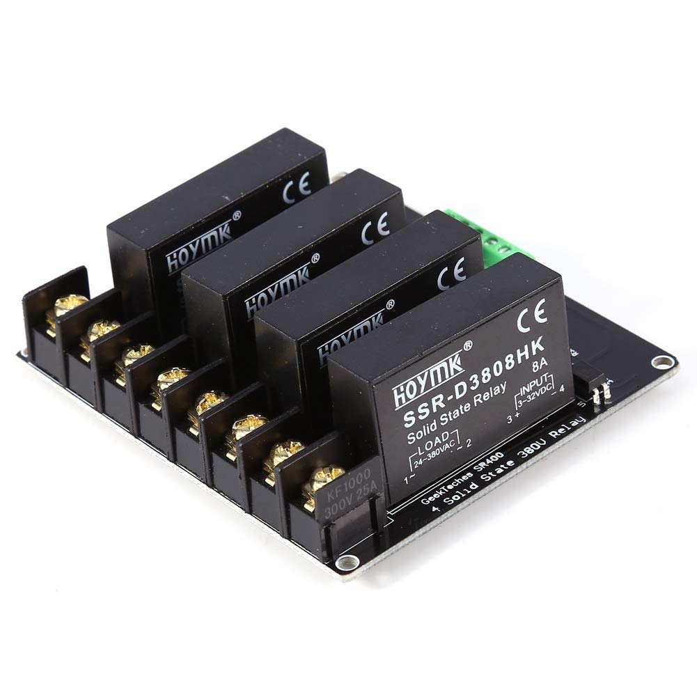 4 Channel 380V 8A Solid State Relay Module Board - High/Low Level Trigger SSR Switch Controller Input Voltage DC 5V to 12V