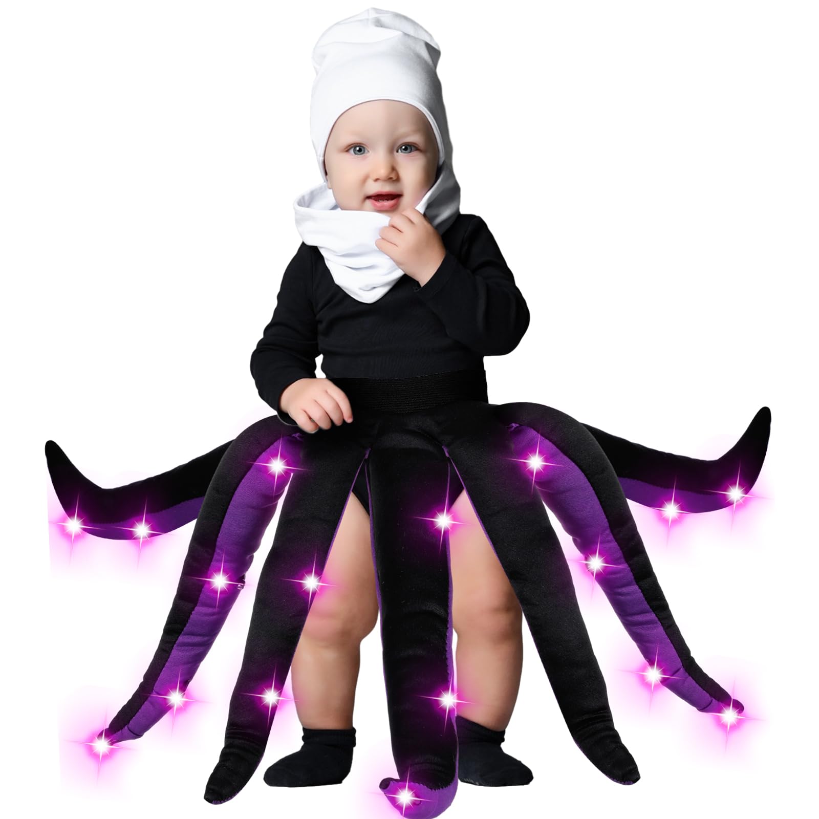 Photo 1 of Funtery Halloween Octopus Costume Purple Tentacle Skirt with LED Funny Octopus Dress Sea Witch Mermaid Villain Cosplay