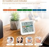 NOKLEAD Hygrometer Indoor Thermometer Digital Room Humidity Gauge Max Min Clock view 5