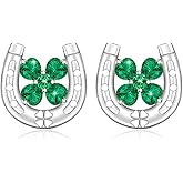 Talonior Shamrock Earrings Stud St Patricks Day Earrings for Women Sterling Silver Four Leaf Clover Celtic Good Lucky Irish Gifts
