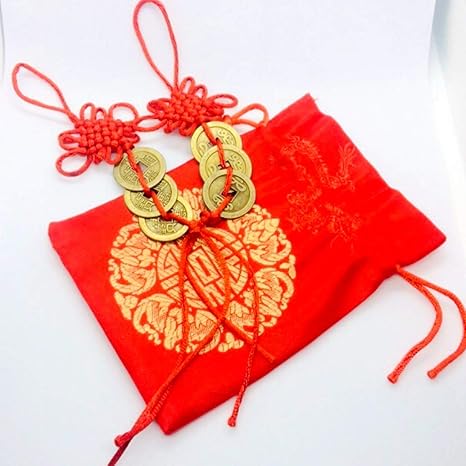 Amazon Kingmarc 銅製ペンダント 2個 繊細な古代銅コイン 赤 中国結び目 風水 製品 富 成功 幸運 チャーム 家庭 車装飾 インテリア オンライン通販
