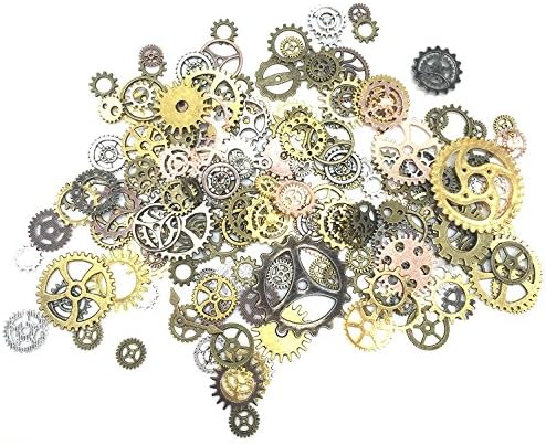 200 Gram DIY Assorted Antique Steampunk Gears Charms Pendant Clock Watch Wheel Gear