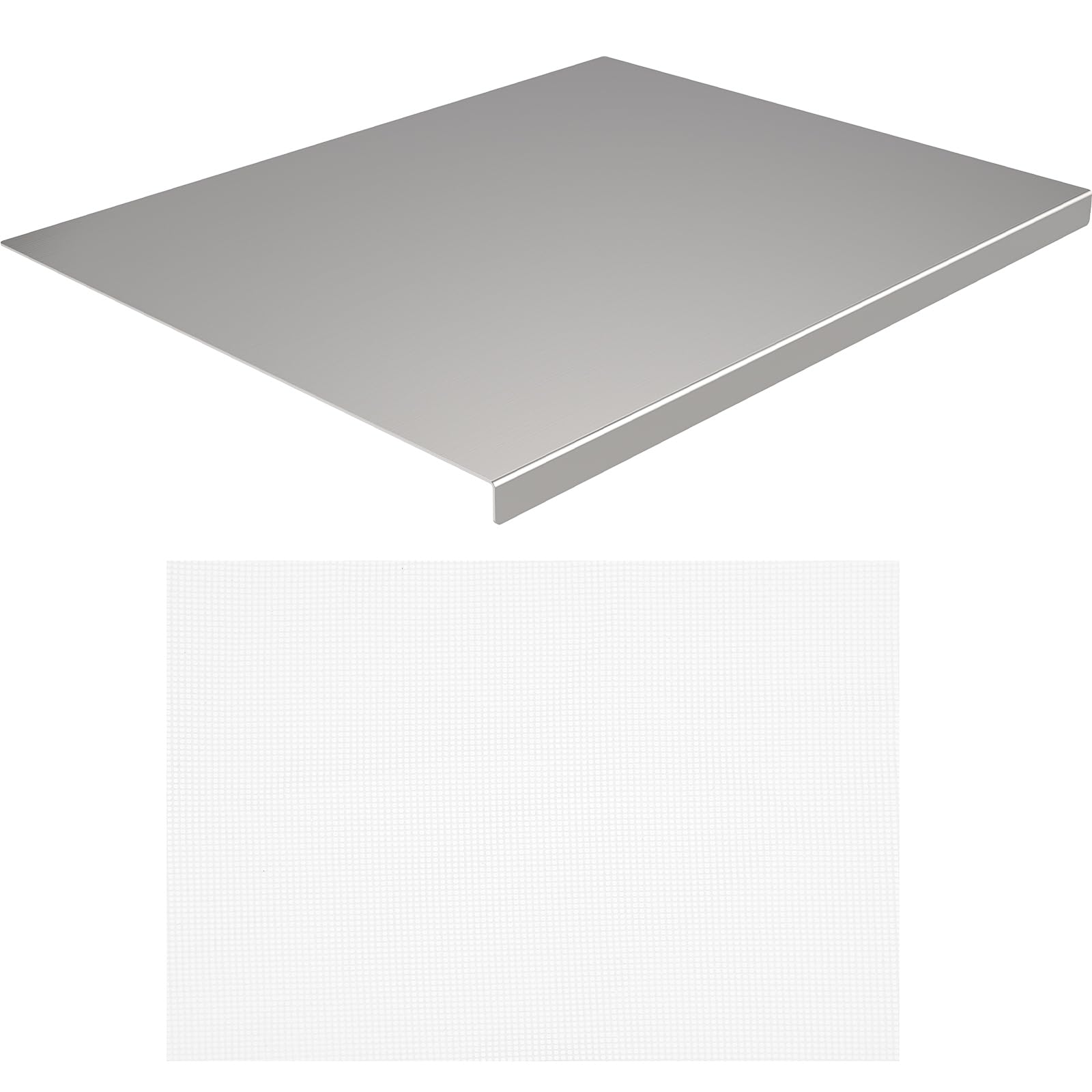 HEMOTON Stainless Steel Baking Board 15.7 X 11.8 Inch Metal Kneading and Rolling Dough Panel Heavy Duty Kitchen Chopping Board for Meat and Vegetables