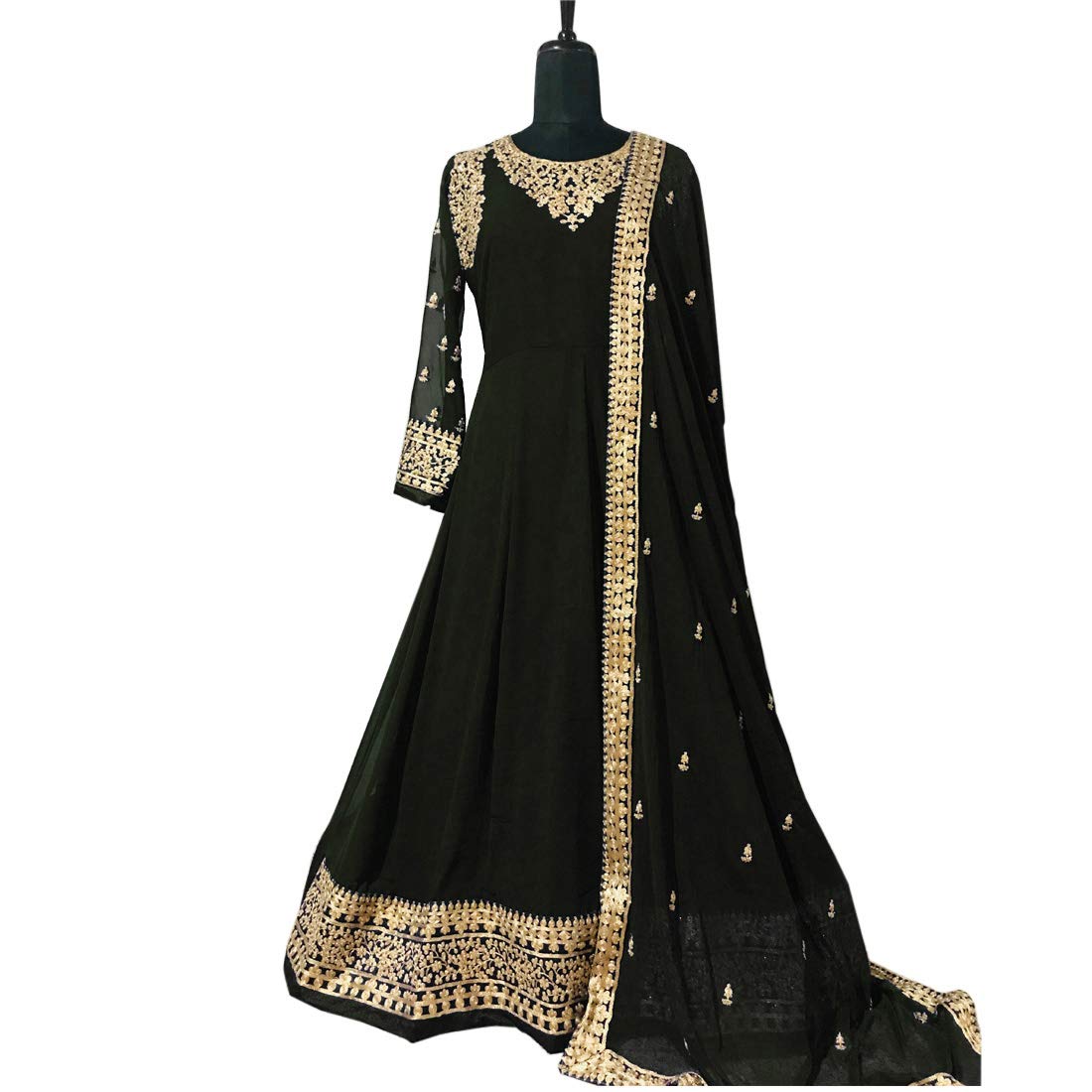 ank women's georgette long anarkali semi stitched salwar suit with dupatta