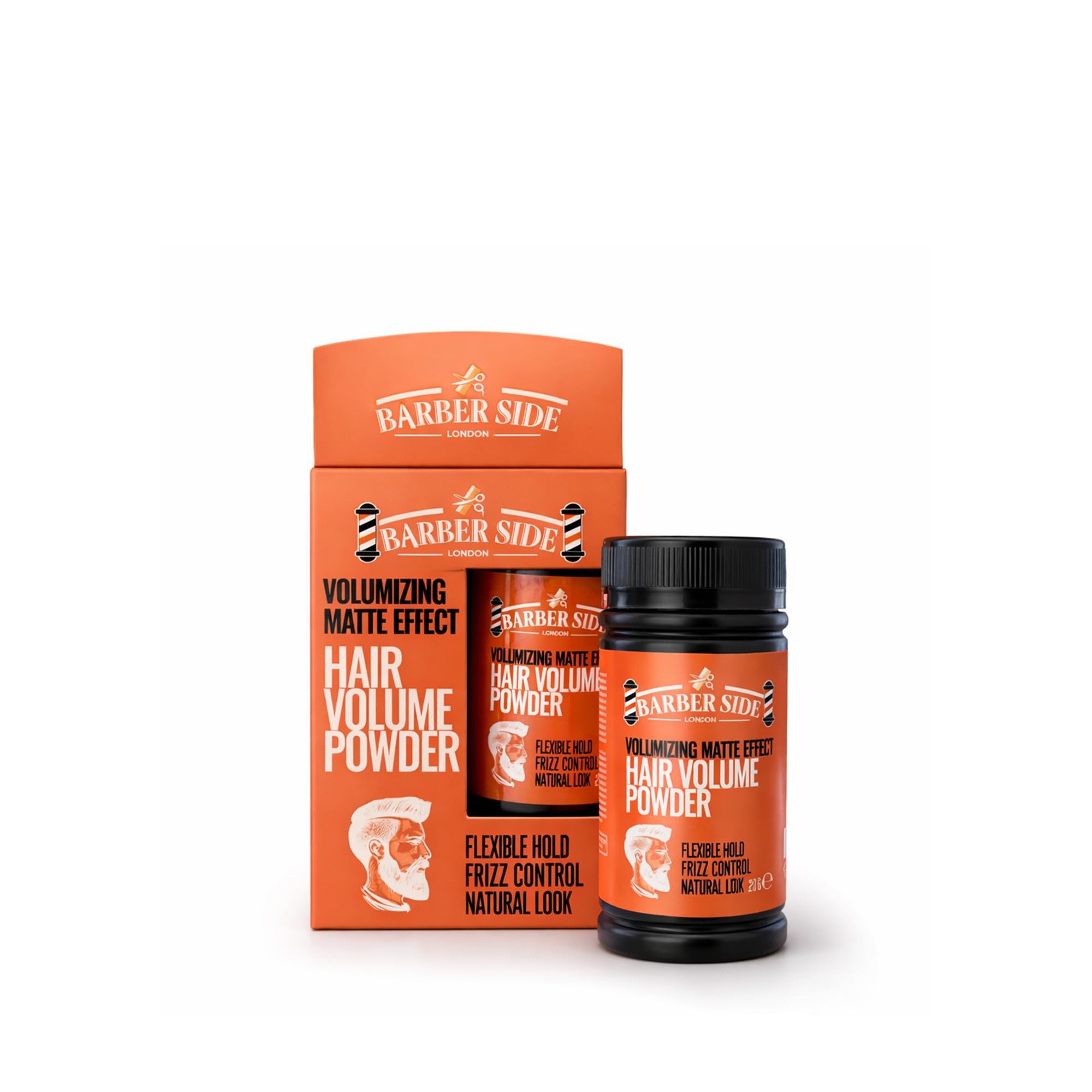 ican Barber Side London Volumizing Powder Natural Look Frizz Control Flexible Hold 20g