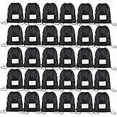 30 Pack Drawstring Bags,Bulk Draw String Backpack, DIY Gym Sports Cinch Bag Sackpack for Women Men, Black