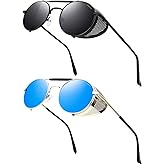ANDOILT Steampunk Style Round Sunglasses for Men Women Vintage Retro Eyewear Matel Frame UV400 Protection