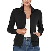J.Corrine Women's Zip up Sweatshirts Jacket Stand Collar Long Sleeve Athletic Running Track Jacket with Pockets