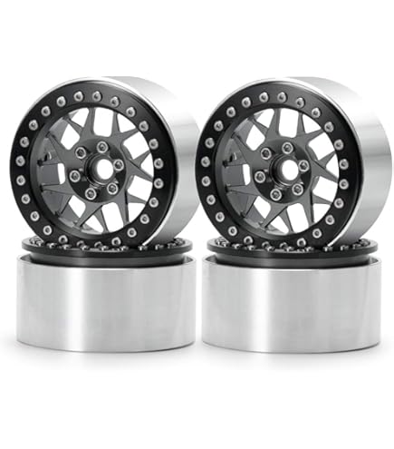 Axial Method RC Rock Crawler Beadlock Wheels - 12-Spoke 2.2" Black Wheels With Hub Adapters