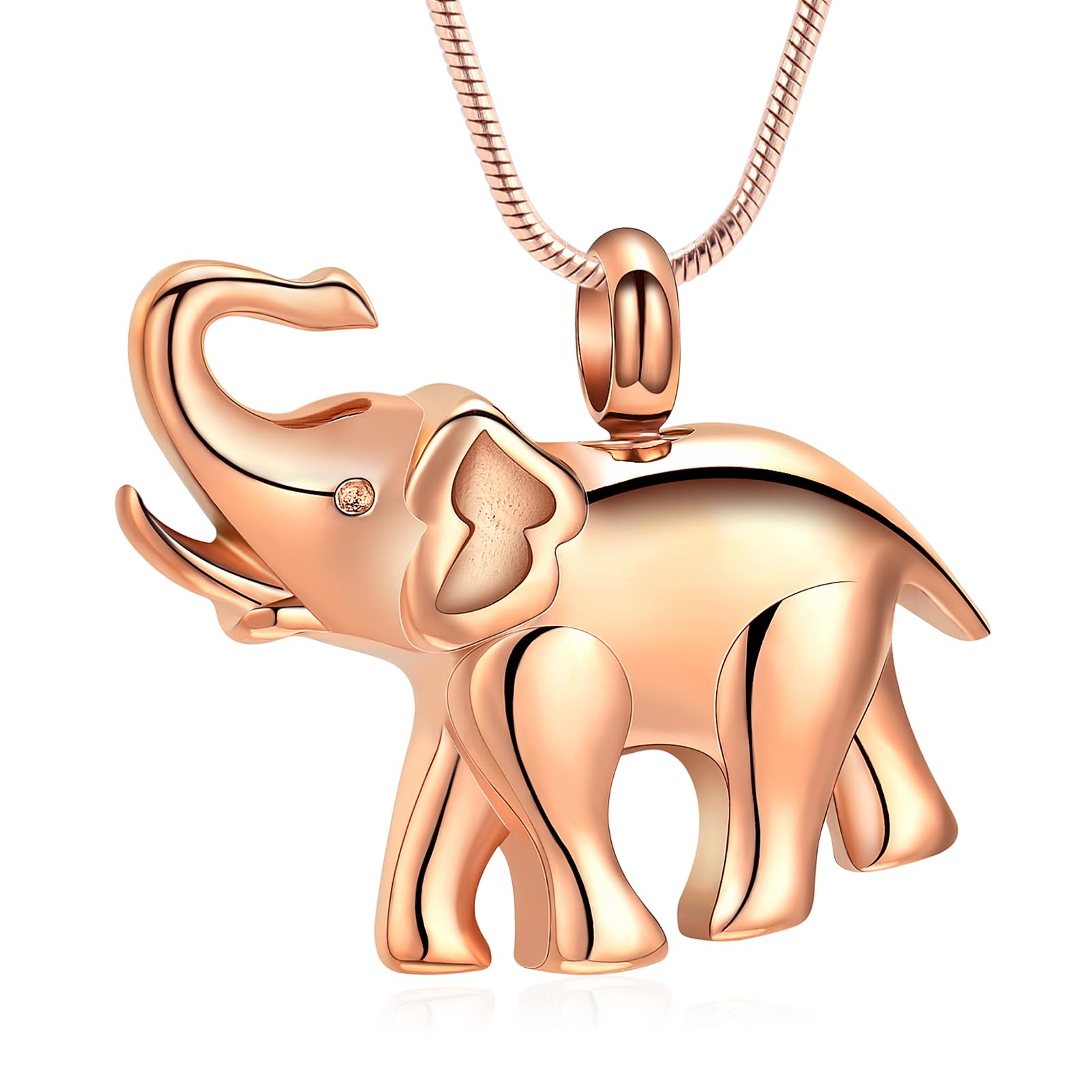 Cremation Jewelry for Ashes Elephant Shape Stainless Steel Keepsake Memorial Pendant Locket Urn Necklace for Pet/Human