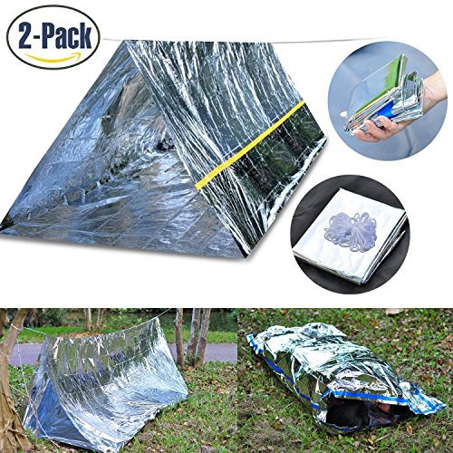 Emergency Survival Kits, Emergency Shelter Tube Tent & Emergency Bag - Super Lightweight Space Blanket Material to Reflect & Retain 99% Body Heat for Camping Hiking Travelling Or Adventures