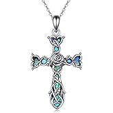 ONEFINITY Religious Cross Pendant Necklace Sterling Silver Origami Cross Pendant Gifts for Women Men Jewelry