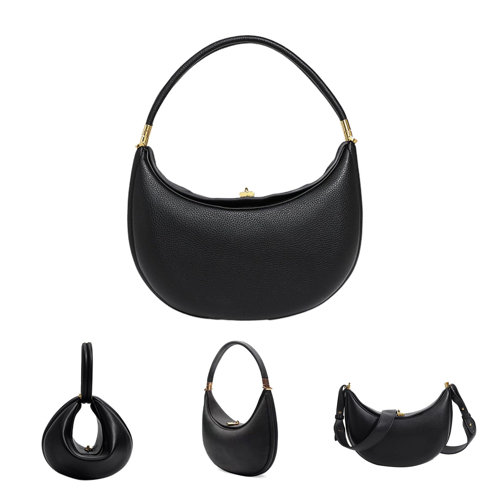 Photo 1 of AZURAOKEY 3 In 1 Leather Crescent Bag for Women Designer Handbags with Hasp Closure Stylish Trendy Half Moon Bag for Women