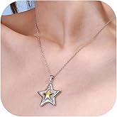 Hclian Two-Tone Star Pendant Necklace Gold And Silver Mixted Metal Choker Necklace Dainty 18k Gold Plated Star Chain Choker Fashion Jewelry Christmas Birthday Gifts