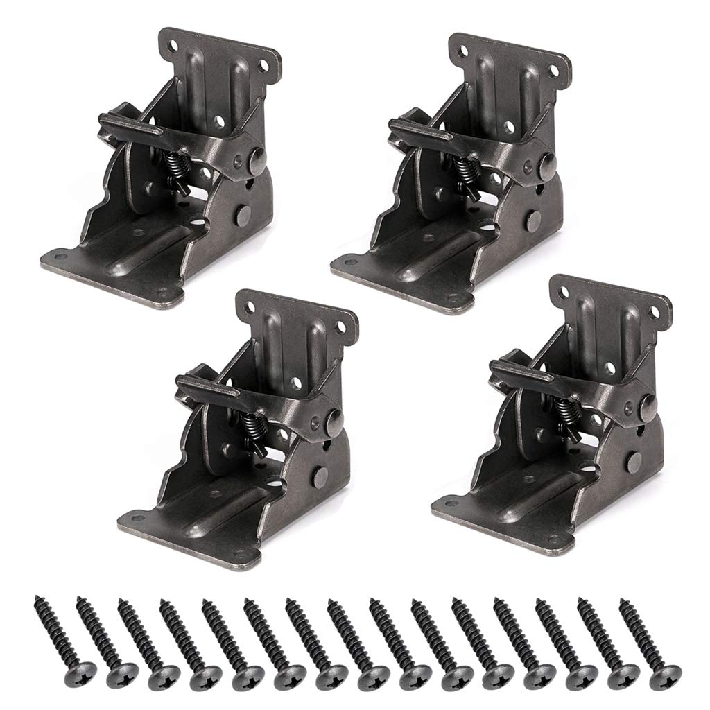 Skelang Folding Brackets 0-90 Degree, Self Lock Foldable Leg Hinges, Table Extension Brackets with Screws, Pack of 4