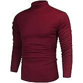 Poriff Men's Casual Mock Neck Tops Long Sleeve Slim Fit Turtleneck Pullover Sweaters