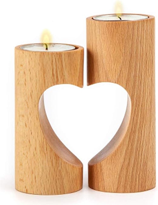 Amazon Com Dron Tooon Wooden Heart Candle Holders Set Of 2 Christmas Party Handmade Decorative Candle Holders Romantic Cute Table Decorations Candles Holders Unique For Wedding Decor Home Decor Home Kitchen