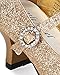 Little Angel BI28 Glitter Leatherette Bow Jewel Mary Jane Kitten Heel Pump (Toddler/ Little Girl/ Big Girl) - Champagne (Size: